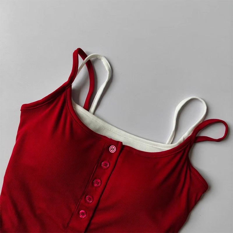Yoga Fitness Matte - Kleurblok Faux tweedelige sportieve bralette Geribbeld